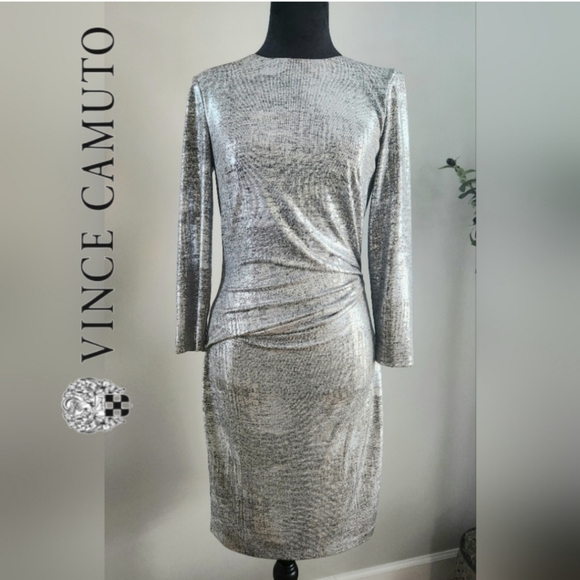Vince Camuto Dresses & Skirts - Vince Camuto Side Ruched Shiny Dress Size 2